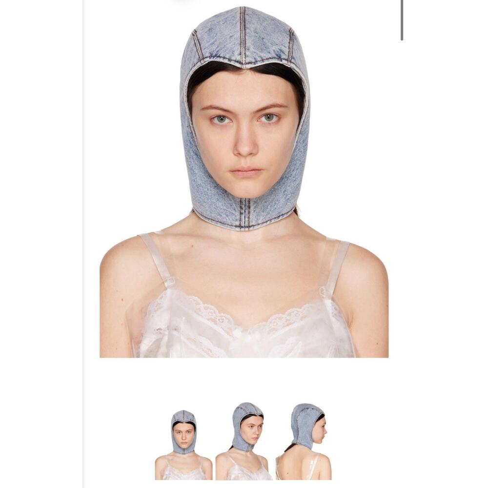 Vaquera Blue Press-Stud Denim Hood- 100% Cotton - Size S/M - Made in Italy